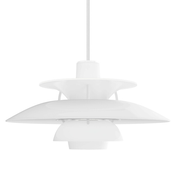 Louis Poulsen Závěsná lampa PH 5 Ø320 Opal White, béžová barva, bílá barva, plast