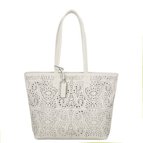 Stylová dámská koženková kabelka na rameno Zoe, krémová