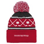 Outerstuff Dětská batolecí zimní čepice Detroit Red Wings NHL Face-Off Cuff Pom