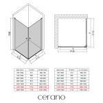 CERANO - Sprchový kout Antelo Duo L/P - 6 mm - černá matná, transparentní sklo - 110x110x190 - otočný CER-482329