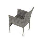 Židle zahradní, šedý umělý ratan, kov, stohovatelná.