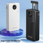Awei P134K černá / Powerbanka / 20000mAh / LED displej / USB-C, Lightning, MicroUSB kabely (P134K)
