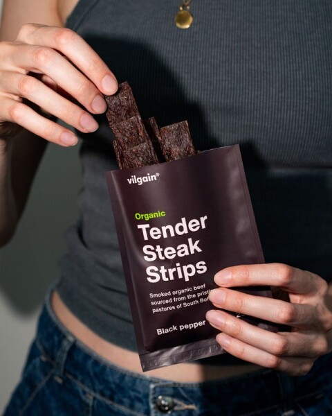 Vilgain Sušené steakové proužky BIO – černý pepř 25 g