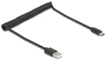 DeLock / Spirálový kabel USB 2.0 Typ-A na USB-C / 0,75 m / černý (90368)