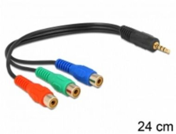 Delock kabelová redukce 3 x RCA (cinch) samice na stereo konektor 3.5 mm 4 pin (62499)