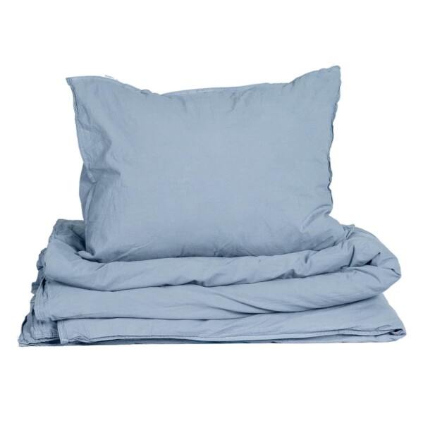 Storefactory Povlečení z organické bavlny Crinkle Mist blue 150 × 210 cm, modrá barva