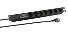 EFB EK631DE.3 černá / Napájecí panel / 19" 1U / 7x Schuko zásuvka / přepěťová ochrana / 2 m kabel (ek631de.3)