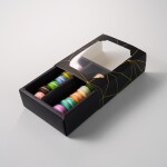 Cake star Krabička na makronky černá se zlatým rámečkem 15,5x12,5x5,2 cm (na 10 kusů)