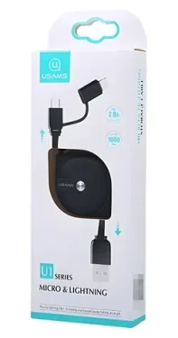 USAMS SJ192 černá / Datový kabel / Lightning/microUSB / Výsuvný / 1 m (SJ192USB01)