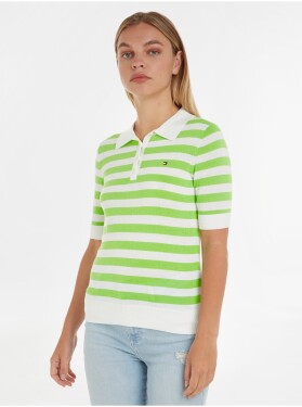 Zeleno-bílé dámské pruhované polo tričko Tommy Hilfiger dámské