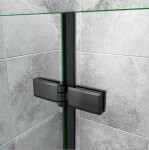 H K - Vanová zástěna S22 110x140 - dvoudílná sklopná, černá, čiré sklo SE-S22-110B