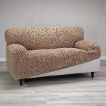Bielastické potahy FUCO biobavlna oříškové dvojkřeslo (š. 120 - 160 cm)