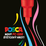 Uni POSCA PC-5BR sada 8 základních barev, štětcový hrot 1–4 mm