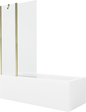 MEXEN/S - Cubik obdélníková vana 160 x 70 cm s panelem + vanová zástěna 100 cm, transparent, zlatá 550316070X9410115000