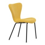 Židle jídelní, žlutá látka, nohy černý kov