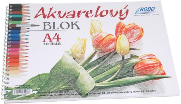 Akvarelový blok A4, čistý, 20 listů