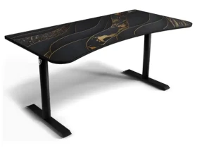 AROZZI ARENA Gaming Desk Black Gold / Herní stůl / D:160cm / Š:82cm / V:71cm (ARENA-BK-GOLD)
