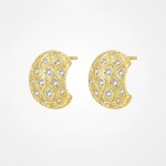 Luxusní náušnice s reliéfním vzorem a zirkony Yves, Zlatá