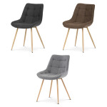 Židle jídelní, černá látka, kovové nohy, 3D dekor dub