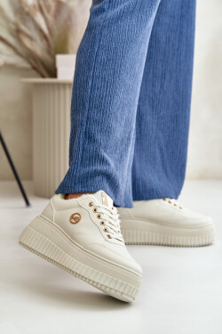 Sneakersy Sportovní Boty Dámské Zateplené Na Masivní Podešvi Béžové Ardiela 39