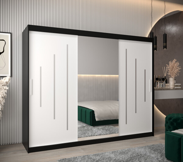 Šatní skříň Abi Y1 Barva korpusu: Černá, Rozměry: 250 cm, Dveře: Bílá