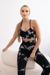 Dámské fitness set top + push up legíny - černá Velikost: S / M