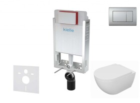 Kielle - Genesis Set předstěnové instalace, klozetu Oudee, sedátka softclose a tlačítka Gemini III, matný chrom 30505SZ63