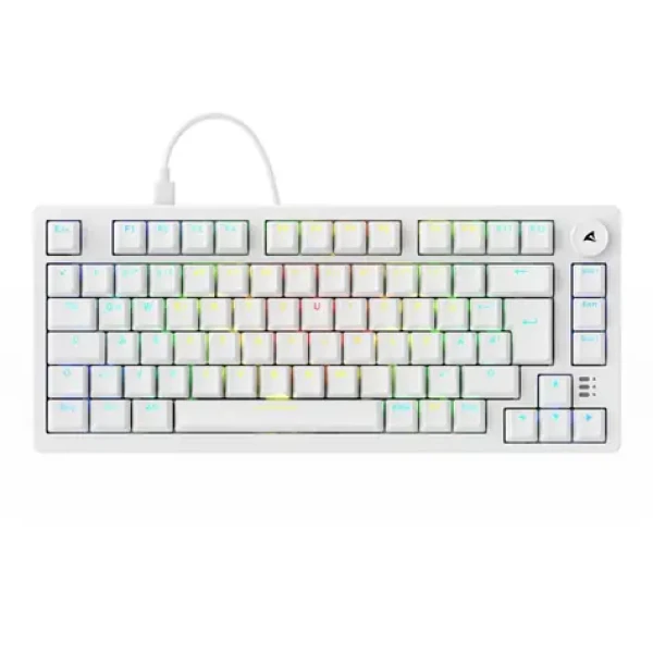 Sharkoon Skiller SGK25 bílá / herní klávesnice / mechanická / Hunao Red / RGB / Hot-Swap / USB-C / 1.8m / DE Layout (4044951041817)