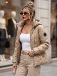 Dámská přechodová bunda s odnímatelnou kapucí, barva kamelová, FashionStreet TY5780 XL