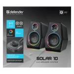 Defender Solar 10 černá / Reproduktory / 2.0 / 10W / RGB podsvícení / Bluetooth 5.3 (65940)