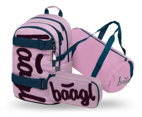 BAAGL SET 3 Skate Rose: batoh, penál, sportovní taška GRS (A-36050)