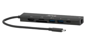 CLUB3D CSV-2553 černá / USB-C hub 7v1 / HDMI 4K 60Hz / 2x USB-A / USB-C PD 100W / Gigabit LAN / SD/microSD (CSV-2553)