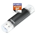 Hama Laeta Twin černá / Flash disk / USB 3.0 / 64 GB / 45 MB/s / micro USB (00124000)