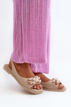 Dámské Sandály S Ozdobami S.Barski KV27-004 Béžové 36