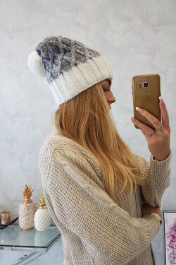 Milano fleecová čepice K203 grey melange+ecru UNI
