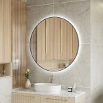 Erga Emma, kulaté LED zrcadlo 90cm, černý kovový rám, 2070 lm, 6500K, zadní osvětlení, ERG-V01-201-9090-BK