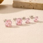 Stříbrné náušnice Ledová růže s růžovým krystalem 6/8 mm, Růžová 6 cm
