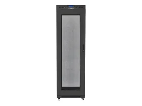 Lanberg Rack 42U černá / Stojanový rozvaděč / 19" / 600x1000 mm / Flat pack / Perforované dveře / LCD (FF01-6042-23BL)