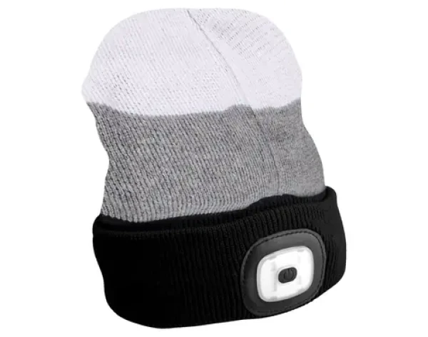 SIXTOL Čepice s čelovkou černá/šedá/bílá / 180lm / nabíjecí / USB / uni velikost / bavlna/PE (SX5009)