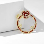 Brož s červenou růží a zirkony Rachel, Červená