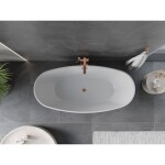 MEXEN/S - Olea volně stojící vana vzor 170 x 80, bílá/černá, sifon a přepad růžové zlato 52821708075-60