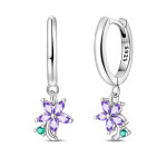 Stříbrné náušnice s fialovými květy Simone - stříbro 925/1000, Fialová