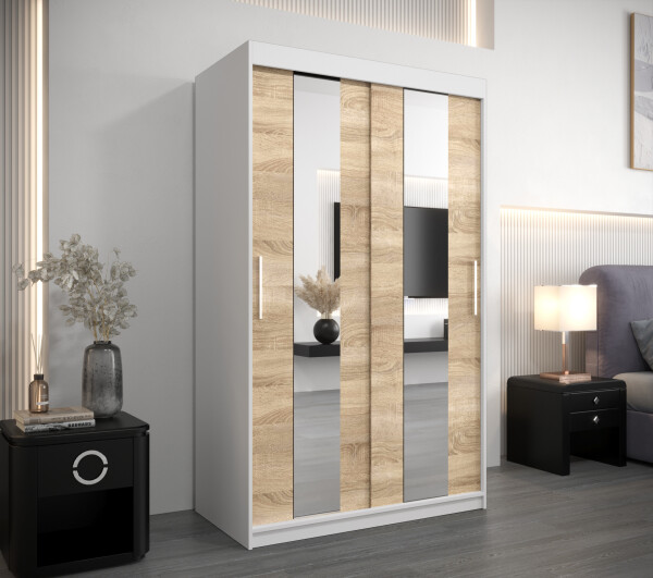 Šatní skříň Abi Po Barva korpusu: Bílá, Rozměry: 120 cm, Dveře: Dub sonoma
