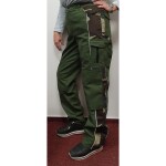 Montérkové kalhoty MATYAS pasové khaki zelené s reflexními prvky M+P