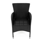 Židle zahradní, černý umělý ratan, kov, stohovatelná.