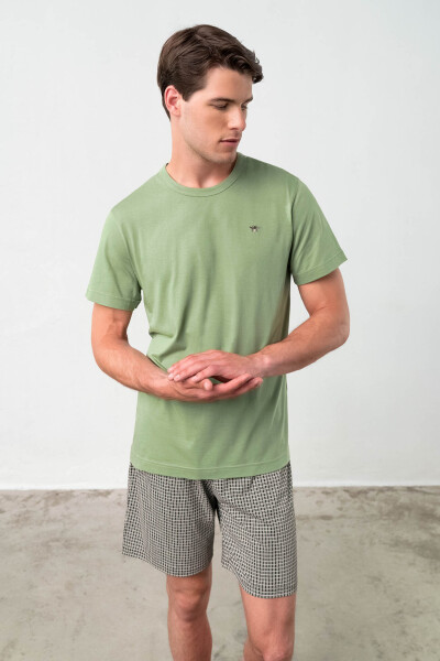 Vamp Pohodlné dvoudílné pánské pyžamo Vamp green oil
