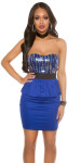 Sexy bandeau-minidress s flitry a peplumem blue 8