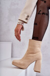 Dámské semišové kozačky na vysokém podpatku Světle béžová Ramira 41