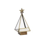 MADAM STOLTZ Kovový svícen Christmas 17 cm, zlatá barva, sklo, kov
