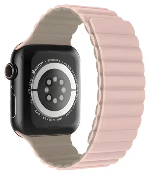 Devia Nature Silicone Magnetic 44/45/46 mm Stardust Pink / Řemínek pro Apple Watch / Silikonový / Magnetické zapínání (6942297104440)